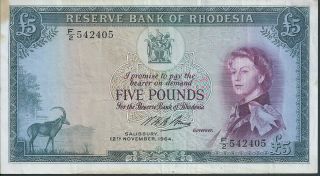 Rhodesia £5 1964 P26a photo