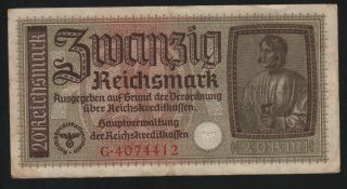 Germany 20 Reichsmark 1940 - 1945 Occupied Terr.  - Series: G 4074412 - 