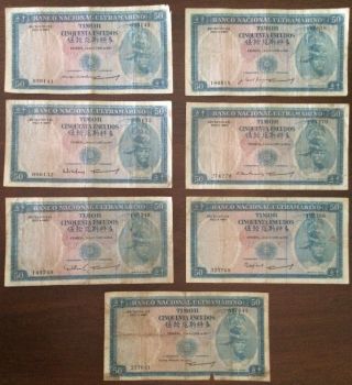 1967 Timor 50 Escudos 7 Different Signatures Pick 27 Look Scans photo