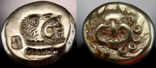 Medusa And Heracles Lesbos Mytilene A Masterpiece Ancient Greek Gold Coin photo