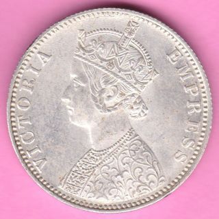 British India - 1900 - ' B ' Incuse - One Rupee - Victoria Queen - Silver Coin - 15 photo