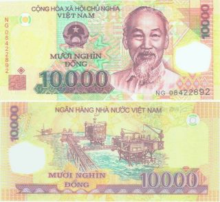Vietnam 1 X 10000 Dong Polymer Banknote - Uncirculated S&h. photo