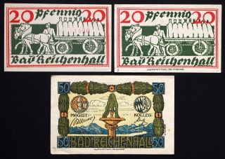 Bad Reichenhall 1919/1920 2x20,  50 Pf Serial No.  Variants German Notgeld photo