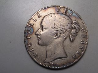 1844 Silver Crown.  Great Britain.  Young Head Victoria photo