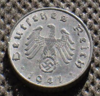 Coin Nazi Germany 5 Reichspfennig 1941 J Hamburg W/ Swastika World War Ii photo