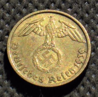 Old Coin Nazi Germany 5 Reichspfennig 1939 A Berlin W/ Swastika World War Ii (2) photo