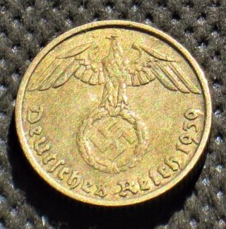 Old Coin Nazi Germany 5 Reichspfennig 1939 A Berlin W/ Swastika World War Ii (1) photo