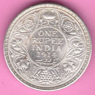 British India - 1914 - King George V - One Rupee - Rarest Silver Coin - 15 photo