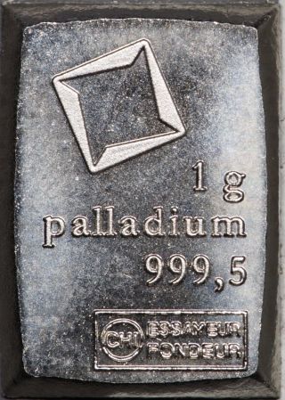 1 Gram Valcambi Palladium Fractional Bar,  No Assay Card photo