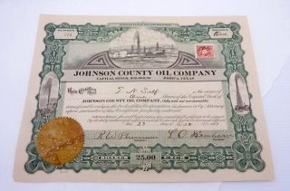 Antique 1917 Johnson County Oil Company Joshua Texas Stock Certificate 22963 photo