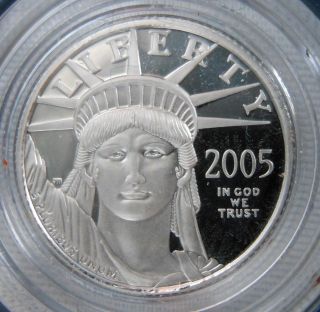 2005 - W 1/10 Ounce Platinum Eagle Bullion Proof Coin W/box & photo