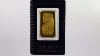 Pamp Suisse 1oz 999.  9 Fine Gold Fortuna Rectangular Ingot photo