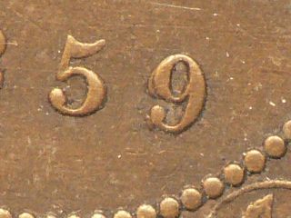 Canada,  1859 Large Cent,  Iccs Dp 2 Ef - 40,  Double Punch Variety 4136 photo