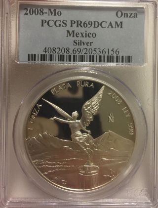 2008 Mexico Libertad Proof Onza 1.  0 Oz.  999 Silver,  Pcgs Pr69 Stunning Coin photo
