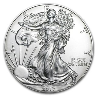1 Ounce.  999 Fine Silver 2017 American Silver Eagle Bu,  3 Jars 24k Gold Flakes photo