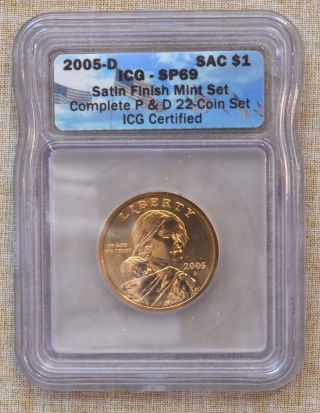 2005 - D Sacagawea Dollar - Icg Slabbed - Satin Finish - Sp69 photo
