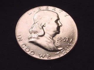1957 Franklin Half Dollar Bu Half Dollar - - 1033 photo
