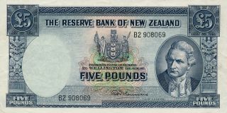 The Reserve Bank Zealand 5 Pounds Nd Ef photo