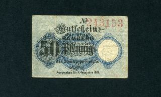 Bamberg Stadt 50 Pfennig 1917 F Kleingeld Tieste 310.  1 photo
