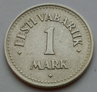 Estonia 1 Mark 1924.  Km 1a.  One Dollar Coin.  Kroon.  One Year Issue.  Ni - Bz. photo