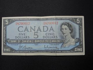 1954 $5 Dollar Bank Note Canada O/s8700012 Beattie - Rasminsky Modified Ef Grade photo