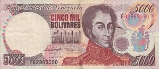 Venezuela 5,  000 Bolívares Banknote 6.  8.  1998 (pick 78c) photo
