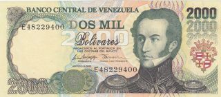 Venezuela 2,  000 Bolívares Banknote 6.  8.  1998 (pick 77c) Unc photo