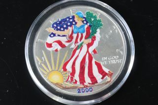 2000 Silver American Eagle 1 Oz Bullion Coin $1 Fine Silver 999 Colorized E307 photo