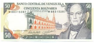 Venezuela Note 50 Bolivares 13.  10.  1998 Prefix W P 65g Unc photo