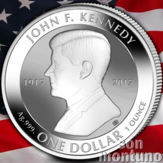 John F Kennedy - 1 Oz Silver Coin Reverse Proof - 2017 British Virgin Islands $1 photo