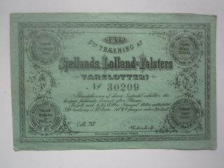 1877 Denmark Lottery Ticket photo