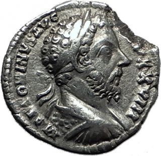 Marcus Aurelius 173ad Authentic Ancient Silver Roman Coin Victory Angel I59204 photo