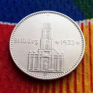 1934 J 2 Mark Wwii Silver German Garrisonkirche Reich Coin 5 photo