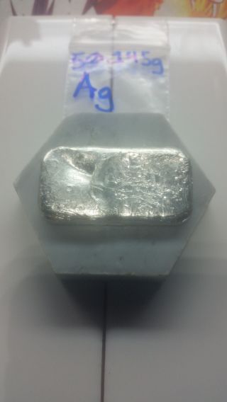1.  621t Oz Hand Poured Silver Bar - 50.  145g - More Than 98 Pure Silver Guaranteed photo