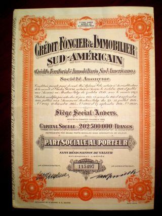 Credit Foncier & Inmobilier Sud - Américain 1946 Argentina Share Certificate photo