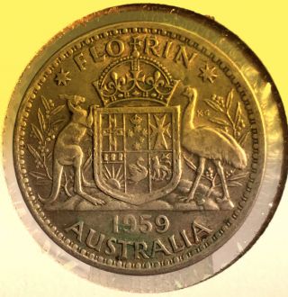 1959 Australia 1 Florin Silver Coin photo