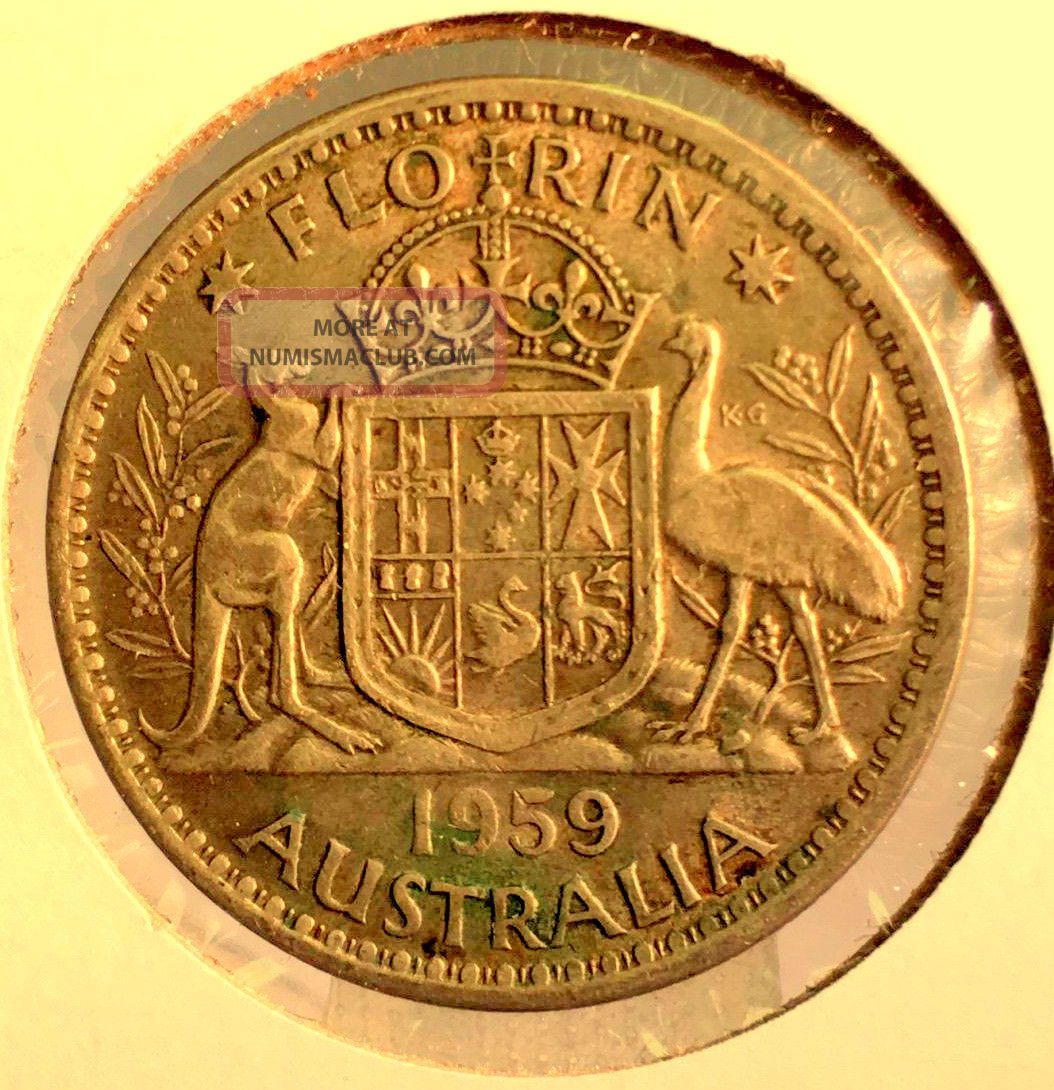 1959 Australia 1 Florin Silver Coin