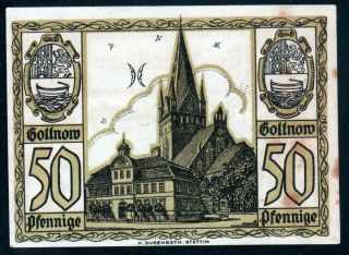 Notgeld 50 Pfennig Gollnow 1921 Germany Vf (1053) photo