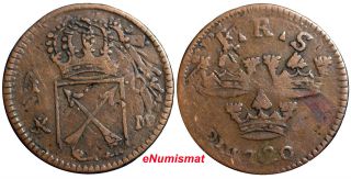 Sweden Copper 1720 K.  M.  1 Ore Overstruck On 1 Daler S.  M.  1718 