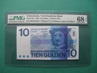 1968 Nethelands 10 Gulden Pmg 68 Epq Gem Unc photo