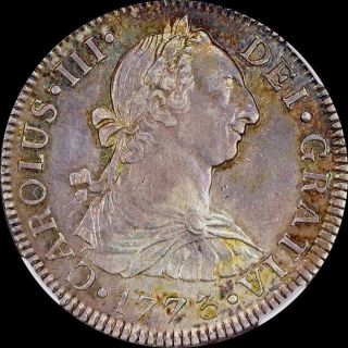 1773 Mo Fm Mexico 2 Reale Ngc Ms62 2nd Finest,  Old World Toned,  None @ Pcgs 2r photo