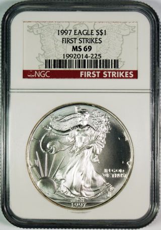 1997 $1 American Silver Eagle Ngc Ms69 First Strikes photo