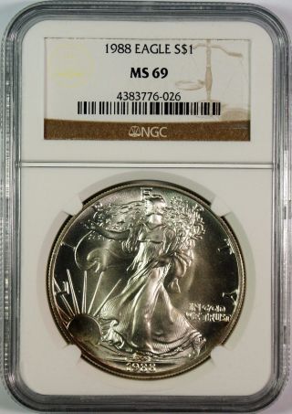 1988 $1 American Silver Eagle Ngc Ms69 photo