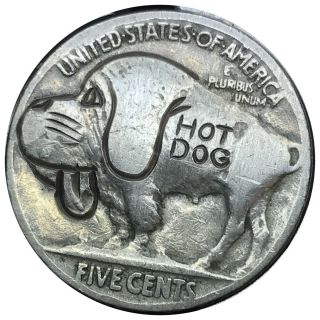 Coin Art Hobo Nickel Hot Dog 145 photo