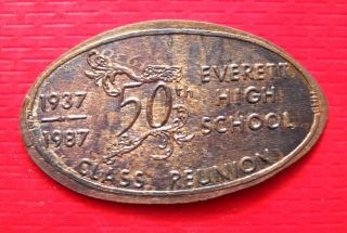 Everett High School Elongated Penny Lansing Mi Usa Cent 1937 1987 Souvenir Coin photo