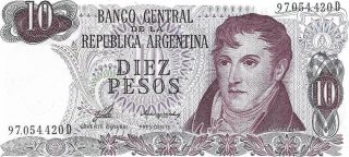 Argentina 10 Pesos,  P - 300,  Crisp Unc Note - Note Featuring Waterfalls photo