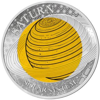 Palau 2017 2$ Solar System Saturn 6.  7g Niobium,  8.  3g Silver Proof Silver Coin photo