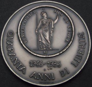 Medal (italy) 40th Anniversary Of Republic Nd (1986) / 5 Lire 1848 - Silver photo
