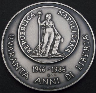 Medal (italy) 40th Anniversary Of Republic Nd (1986) / 12 Carlini 1799 - Silver photo