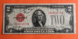 1928g $2 Dollar Bill Old Us Note Legal Great Paper Money Currency Red Seal photo